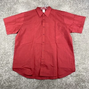 Haband Button-Up Dress Shirt Men's 17 Short Sleeve Red Chest Pocket - Picture 1 of 6