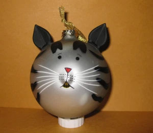 ORNAMENT, AUSGEFALLENER SKURRILER KATZEN WEIHNACHTSSCHMUCK, HANDBEMALT - Bild 1 von 7