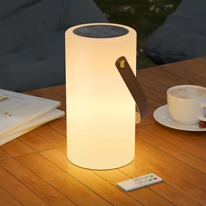 Solar Table Lamp Outdoor Waterproof Portable LED Table Lamp Warm RGB Rechargeabl - Picture 1 of 7