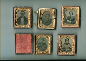 Five Half Plate Daguerreotypes 9th Plate Size 3 Ladies Man Child 1880 Clarity!! - Picture 1 of 8