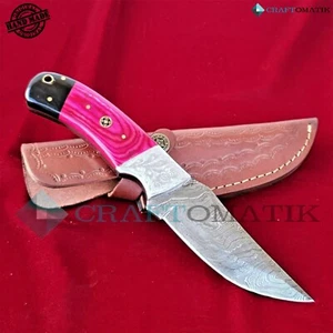 Damastmesser Jagdmesser| Rosa | Damast-Stahl Hunting Knife | für Damen | DHK86 - Picture 1 of 8