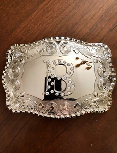 Big Western Initial Letter “B” Name Alphabet Monogram Unisex Men’s Belt Buckle - Picture 1 of 2