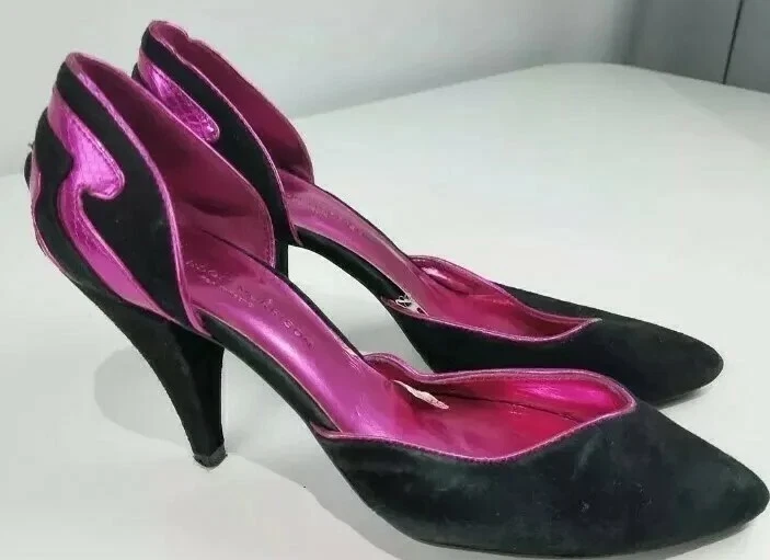 Sigerson Morrison Black Suede w/ Metallic Pink Design Pumps (Size 8) - Изображение 1 из 4