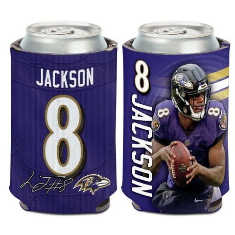 LAMAR JACKSON BALTIMORE RAVENS SOFT FOAM CAN BOTTLE COOZIE COOLER KOOZIE Cover