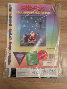 Christmas Decorations Jolly Santa Vintage Stik-EES Vinyl Decals Window Clings - Picture 1 of 3