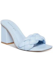 MADDEN GIRL Womens Light Blue Gracy Toe Block Heel Slip On Heeled Sandal 9 - Picture 1 of 11