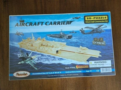 Nuevo - Rompecabezas de 170 piezas de madera 3D portaaviones desconcertado - Edades 9+ Foto 1 de 4