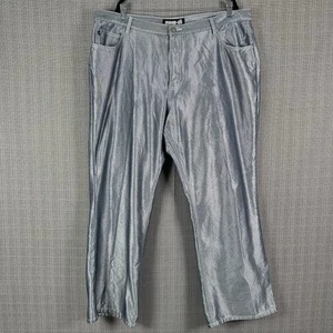 Vintage Zana Di Metallic Silver Jeans Women Size 24 42x31 Denim Baggy 90s Y2K - Picture 1 of 21