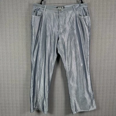 Pantalones de mezclilla holgados vintage Zana Di plateados metálicos para mujer talla 24 42x31 años 90 Y2K Foto 1 de 4