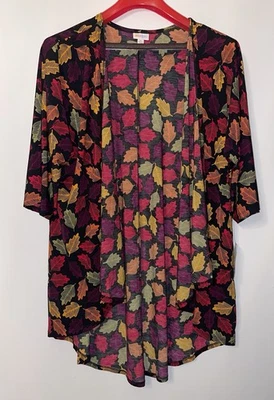 NWT Lularoe Lindsay Cardigan Medium Leaves Pattern Fall CoverUp New Multicolor - Image 1 of 4