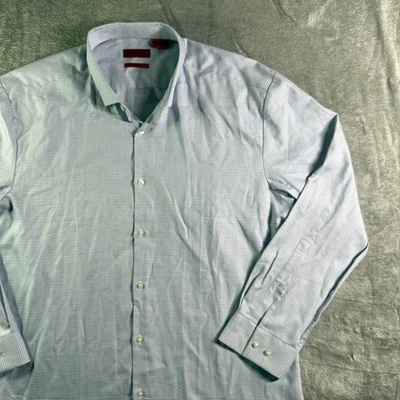 Camisa de vestir ajustada HUGO BOSS para hombre 17 32/33 manga larga azul claro guinga Foto 1 de 4