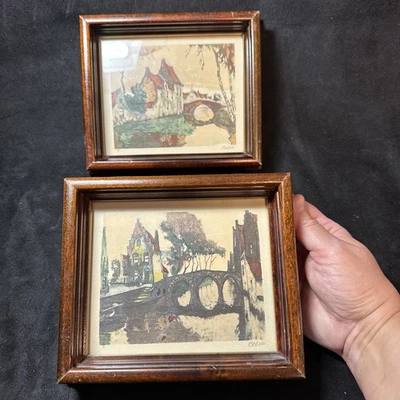 2/Pares de obras de arte European Village/Canal firmadas por Julian Celos #0 y #1 a juego Foto 1 de 4