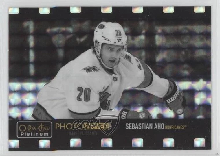 2020-21 O-Pee-Chee Platinum Photo Driven Mosaic Sebastian Aho #PD-12 - Image 1 of 2