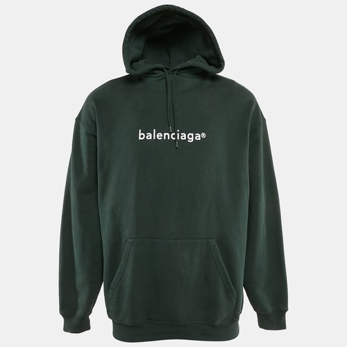 Felpa con cappuccio Balenciaga verde copywrite stampa logo cotone L