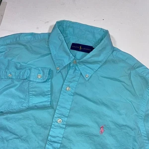 Ralph Lauren Herren Türkis Button Down Hemd XL Classic Fit Pony Bestickt - Bild 1 von 7