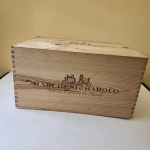 Caja de vino Marchese Di Barolo Italia castillo de madera caja rara cantina antigua - Imagen 1 de 11