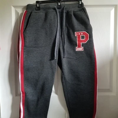 Pantalones deportivos para hombre Phat Farm gris medio rojo blanco negro rayas logotipo bolsillos Y2K Foto 1 de 4