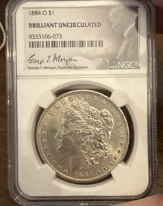 1884 O US Morgan Silver Dollar $1 - NGC Brilliant Uncirculated - Picture 1 of 5