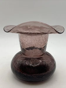 Vintage Hamon Glass Company mundgeblasene Amethyst Crackle Glas Vase, 3,5", USA, EUC - Bild 1 von 5