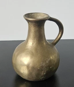Vintage kleine Bronze Vase Kanne mit Henkel schwer Deko Bronze Metall 11 cm - Bild 1 von 13