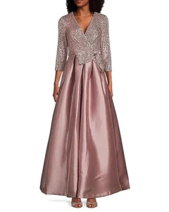 Eliza J Pailletten Schleife Satin 3/4 Ärmel Kleid Dress Gr. 4 $ 268 mauve * *612 - Bild 1 von 4