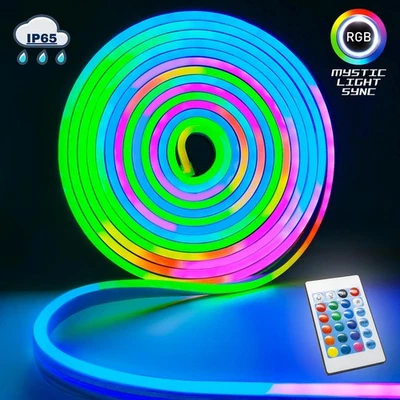 Striscia LED neon flessibile RGB impermeabile IP65 12V luce decorazione esterni - Immagine 1 di 4