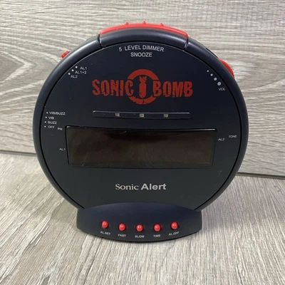 Sonic Bomb Alarm Clock Loud Alert Time Dimmer Heavy Sleepers No Bed Shaker🔥🔥🔥 - Image 1 of 4
