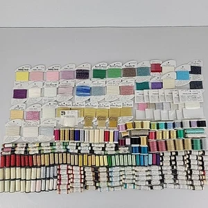 Embroidery Floss Lot 300 Kreinik Balger Needlepoint X Stitch Silk Metallic Sulky - Picture 1 of 21