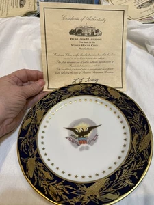 White House Dessertteller Benjamin Harrison Presidential COA Woodmere China - Bild 1 von 7