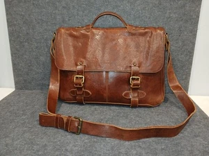 Johnson & Murphy Leather Messenger bag. - Picture 1 of 18