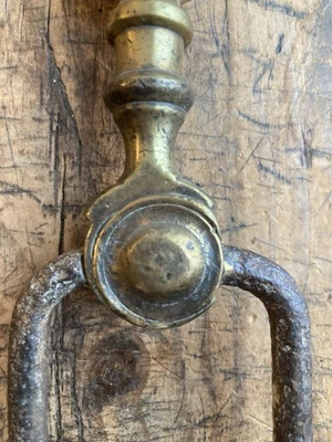 Antique Wrought Iron Brass ember tong early 19th C Fireplace Tool - Image 1 of 4