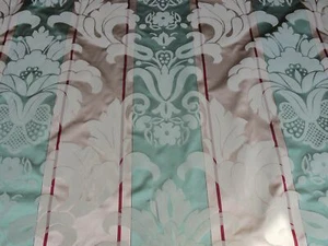 BY YARD SCALAMANDRE CARIBU DAMASK GREEN/TAUPE/RED 100% SILK CLASSIC! MSRP$184 - Picture 1 of 10
