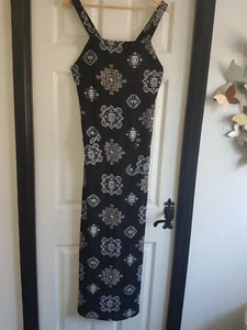 Free People Boho Maxi Dress Black Multi ~ Summer Beach Festival US Size 6/UK 10 - Picture 1 of 11