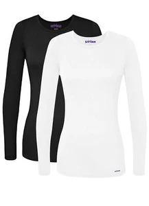 Sivvan Scrubs for Women - Long Sleeve Comfort Underscrub Tee 2-Pack Medium - Picture 1 of 7