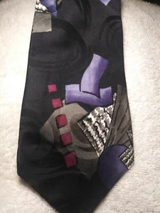 Chez Roffe Krawatte New York Upbeat Neckwear Collection Abstrakt Lila Schwarz - Bild 1 von 7