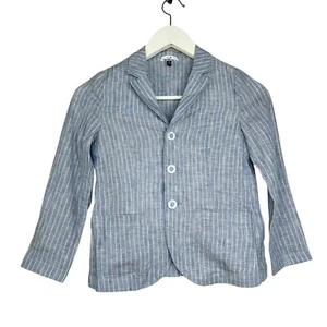Armani Junior 100 % Leinen blau weiß gestreift 3 Knöpfe Blazer Jungen Größe 6A - Bild 1 von 7
