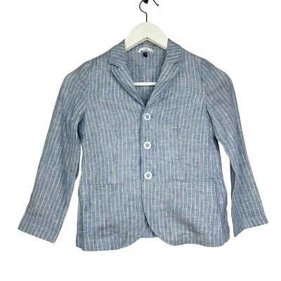 Blazer Armani Junior 100% Lino Azul Blanco Rayas 3 Botones Niños Talla 6A Foto 1 de 4