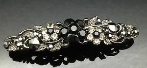 Exquisite Black Gray Diamante Wedding Crystal Hair Comb Clip Barrette 7cm Pin - Picture 1 of 3