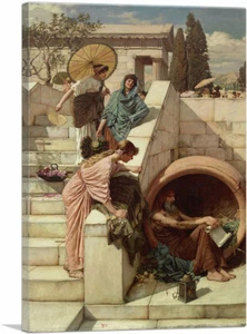 ARTCANVAS Diogenes 1882 Canvas Art Print by John William Waterhouse - Picture 1 of 11