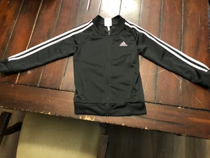 Adidas Girls Size 5 Track Jacket Full Zip With Light Pink Stripes - Pre-owned - Picture 1 of 5