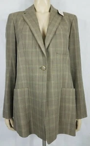 NWT VTG Brooks Brothers gray plaid single button linen blend blazer ladies sz 12 - Picture 1 of 9