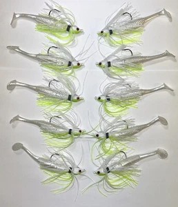 Bass Jig Finesse 10 Total: CHARTREUSE/WHITE 3-5/16 3-3/8 4-1/2 mit Anhänger - Bild 1 von 5