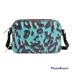 NWT Ted Baker Quiltt Leopard Print Camera HandBag / Bag in Olive - Picture 1 of 12
