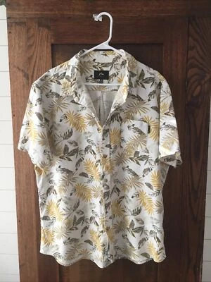 Mezcla de lino con estampado de palma con botones manga corta 2XL para hombre RUSTY Foto 1 de 4