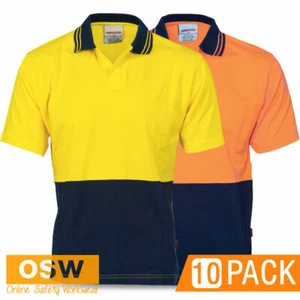 10 x Hi Vis Cool Combed COTTON Jersey Short Sleeve Food Industry Work Polos 3905 - Picture 1 of 5