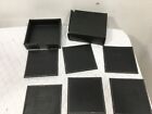 Set of 6 Black Leather Coasters Cup Glass Table Pad with Coaster Holder E=MC2