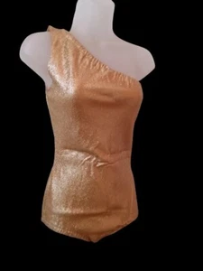 Vintage 60s Gold Lurex Playsuit Romper Bodysuit Costume Viva Vegas Tiki Oasis S - Picture 1 of 11