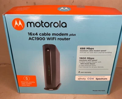 Motorola Cable Modem Router MG7550 16x4 686 Mbps plus AC1900  Wi-fi Works - Image 1 of 4