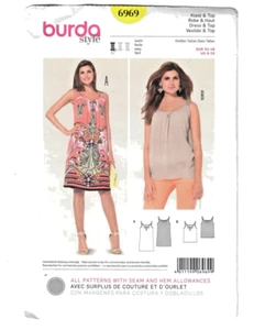 Pullover Top & Dress Sewing Pattern, Sleeveless (Sizes 8-20) Burda Style 6969 - Picture 1 of 4