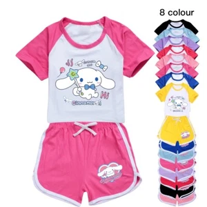 Cinnamoroll kid Tracksuits Summer Tshirt+Short Pants Sport Tops Set Pajamas - Picture 1 of 32